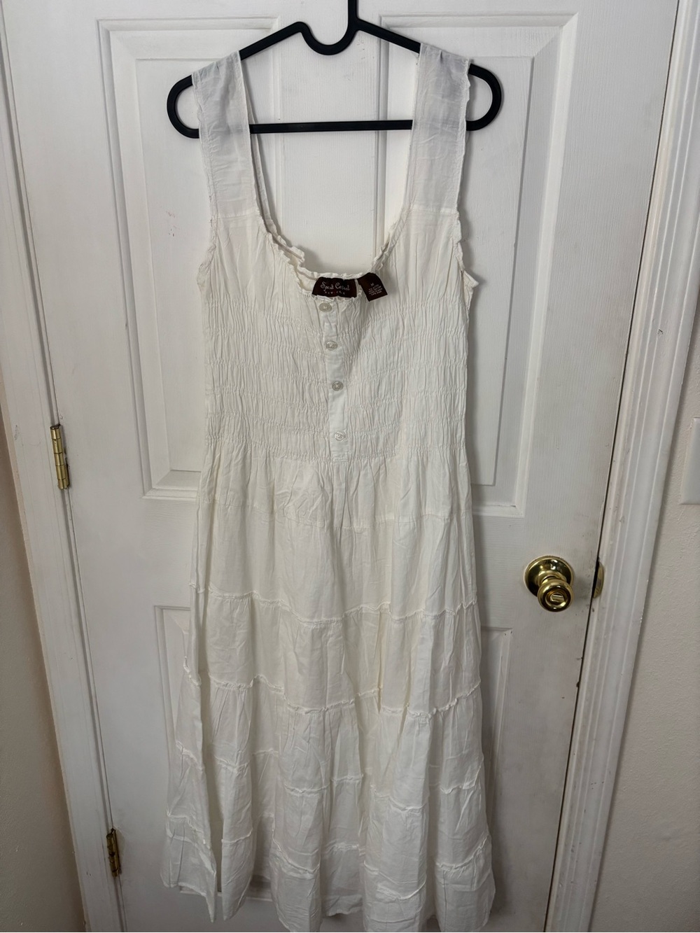 Speed Control White Sleeveless Tiered Maxi Dress